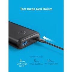 Anker PowerCore II 10000 mAh Taşınabilir Şarj Aleti Powerbank - PowerIQ 2.0 (18W'a kadar çıkış gücü) - Siyah - A1230H11 - OFP