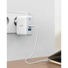 Anker PowerPort II PD USB ve USB-C 49.5W Hızlı Şarj Aleti - Beyaz
