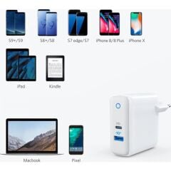 Anker PowerPort II PD USB ve USB-C 49.5W Hızlı Şarj Aleti - Beyaz