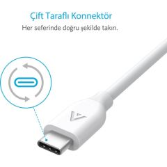 Anker Powerline USB-C to USB 3.0 Type-C Şarj/Data Kablosu 0.9m Beyaz