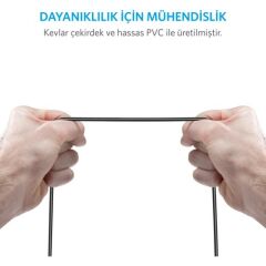 Anker PowerLine USB-C / Type-C Şarj/Data Kablosu 0.9 Metre Siyah - A8163H11-OFP