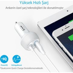 Anker PowerDrive 2 Elite 24W 2-Port Araç Şarjı - Beyaz