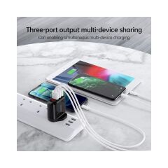 Choetech 3-Giriş USB Ekranlı Şarj (5V/3.4A)