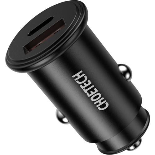 Choetech PD 20W USB-C + USB 18W Hızlı Araç Şarj Cihazı Apple iPhone Hızlı Şarj Uyumlu - TC0006 - Siyah