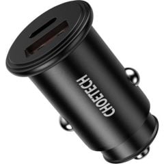 Choetech PD 20W USB-C + USB 18W Hızlı Araç Şarj Cihazı Apple iPhone Hızlı Şarj Uyumlu - TC0006 - Siyah