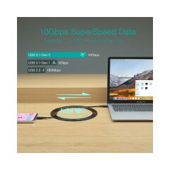 Choetech 100W USB-C to USB-C 3.1 Gen2 Hızlı Şarj Destekli Data Kablosu - 2 Metre - XCC-1007 - Siyah