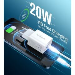 Choetech PD 20W USB-C Hızlı Güç Adaptörü - Apple iPhone Hızlı Şarj Uyumlu - PD5005 - Beyaz