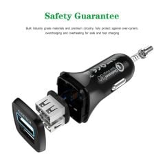 Choetech 36W Çift USB Çıkışlı Quickcharge 3.0 Araç Şarj Cihazı - C0051-V5 - Siyah