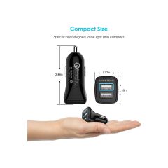 Choetech 36W Çift USB Çıkışlı Quickcharge 3.0 Araç Şarj Cihazı - C0051-V5 - Siyah