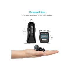 Choetech 36W Çift USB Çıkışlı Quickcharge 3.0 Araç Şarj Cihazı - C0051-V5 - Siyah