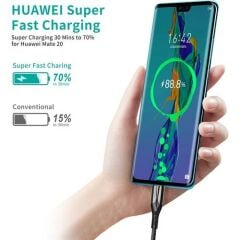 Choetech 5A USB-C Süper Hızlı Şarj Kablosu - 1.2 Metre - Siyah