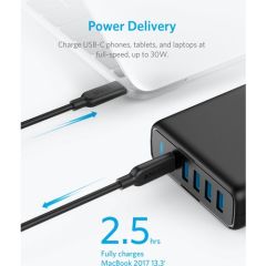 Anker Premium 60W PowerPort Speed 5 PD Hızlı Şarj Aleti Siyah