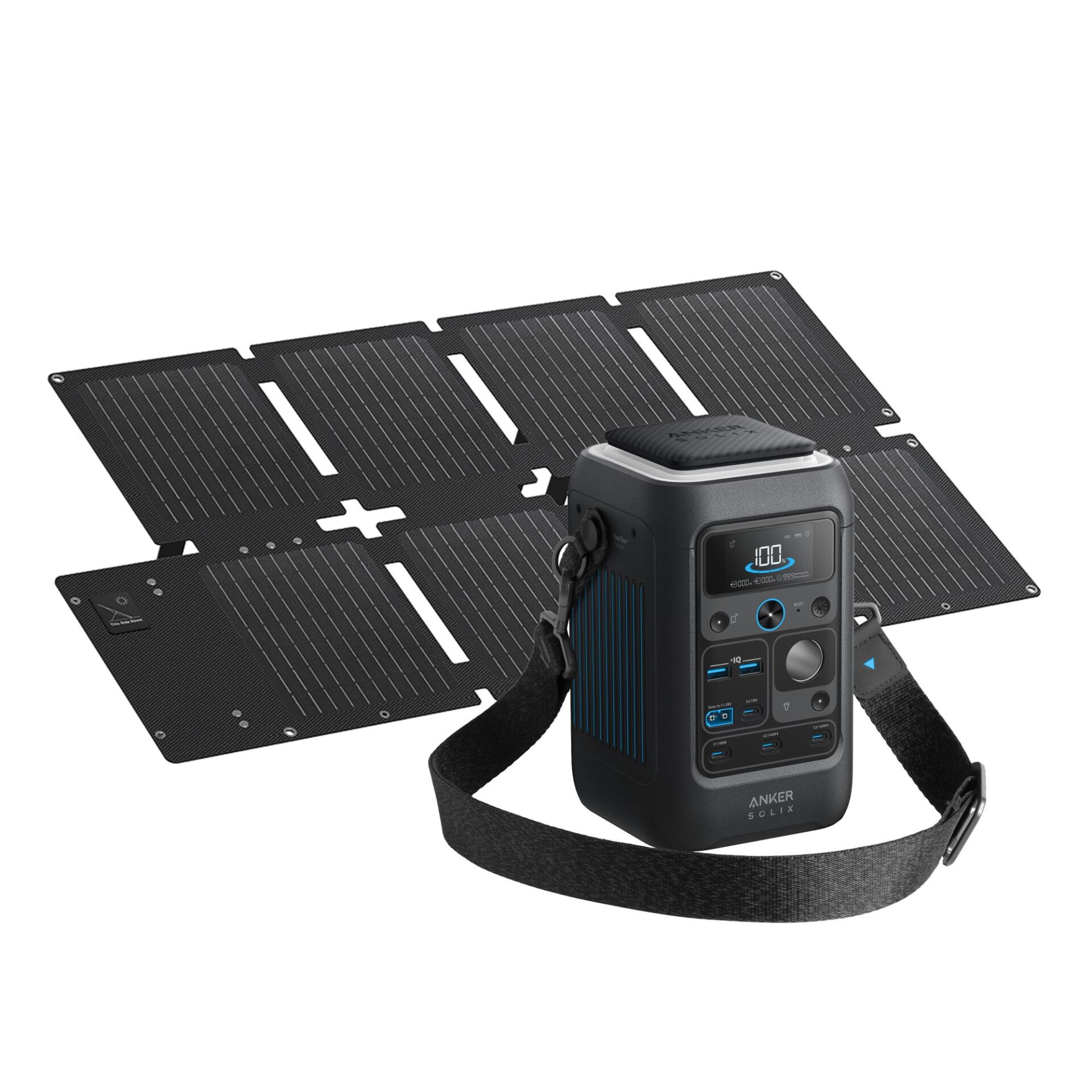 Anker SOLIX C300X DC Taşınabilir Güç Kaynağı + PS60 Taşınabilir Güneş Jeneratörü