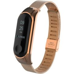 Fonemax Xiaomi Mi Band 3 Akıllı Bileklik Metal Kayış Kordon - Rose Gold