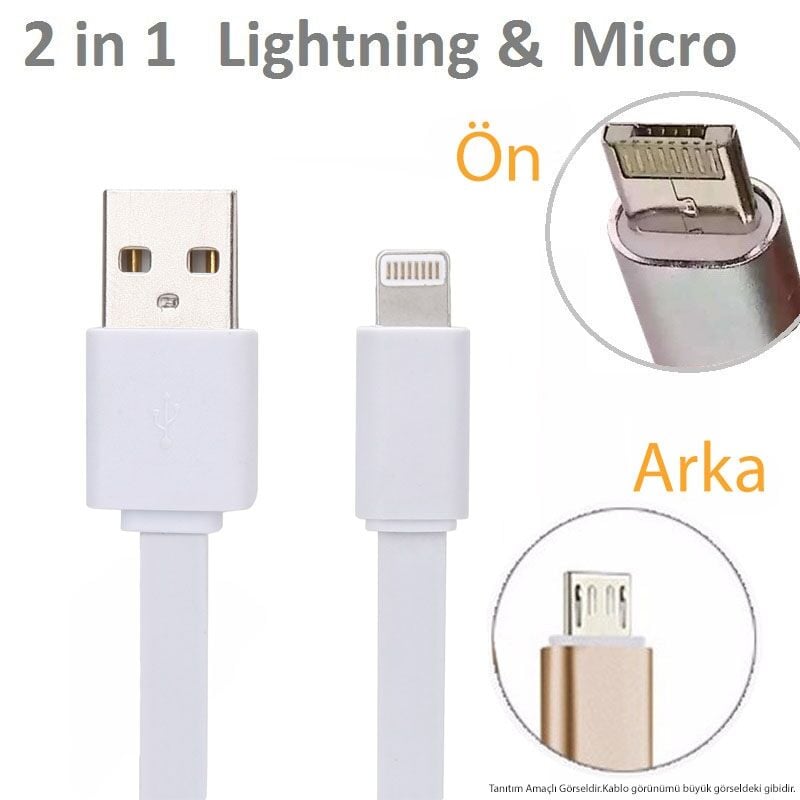 Case 4u 2 in 1 Lightning Micro Dual USB Kablo ( iP