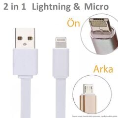 Case 4u 2 in 1 Lightning Micro Dual USB Kablo ( iP