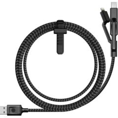 Case 4U 3in1 Lightning + Type-C + Micro USB to USB 2.0 Dayanıklı Naylon Örgü Data ve Şarj Kablosu 1.5m
