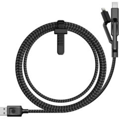 Case 4U 3in1 Lightning + Type-C + Micro USB to USB 2.0 Dayanıklı Naylon Örgü Data ve Şarj Kablosu 1.5m