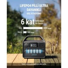 Anker PowerHouse 521 Portatif Power Station 256Wh 200W Ev Karavan ve Dış Mekan Kullanımı İçin LiFePO4 Pilli Jeneratör - A1720 (Anker Türkiye Garantili)