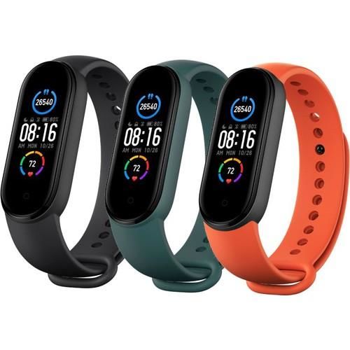 Xiaomi Mi Band 5 - Mi Band 6 Akıllı Bileklik Kordon Seti - 3'lü Paket Siyah/Turuncu/Turkuaz