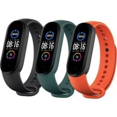 Xiaomi Mi Band 5 - Mi Band 6 Akıllı Bileklik Kordon Seti - 3'lü Paket Siyah/Turuncu/Turkuaz