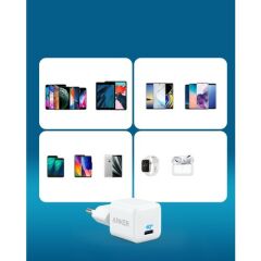 Anker Powerport Iıı Nano 20W Usb-C Güç Adaptörü + C4U Type-C To Type-C Pd 60W Data ve Şarj Kablosu - Android Hızlı Şarj Cihazı Seti