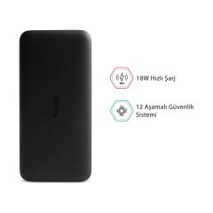 Xiaomi Redmi 20000 Mah Taşınabilir Hızlı Şarj Cihazı USB-C 18W 2 Çıkışlı Powerbank - Siyah