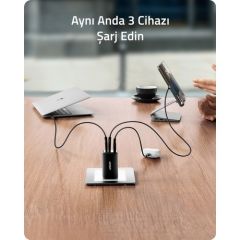 Anker PowerPort III 3-Port 65W şarj - A2667
