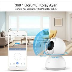 Xiaomi IMI Smart Home 360 Derece Dönebilen Kızılötesi Gece Görüşlü IP Kamera HD 1080p - Distribütör Garantili