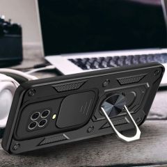 Case 4U Apple iPhone 11 Kılıf Kamera Korumalı Sürgülü Vega Yüzüklü Armor Military Tank Zırh Siyah