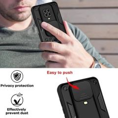 Case 4U Apple iPhone 11 Kılıf Kamera Korumalı Sürgülü Vega Yüzüklü Armor Military Tank Zırh Siyah