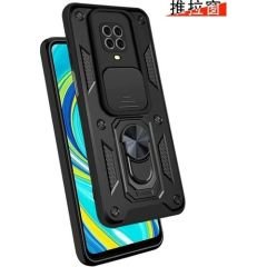Case 4U Apple iPhone 11 Kılıf Kamera Korumalı Sürgülü Vega Yüzüklü Armor Military Tank Zırh Siyah
