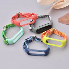 Case 4U Xiaomi Mi Band 6 / Mi Band 5 / Mi Band 4 / Mi Band 3 Akıllı Bileklik Hasır Örgü Suya Dayanıklı Kordon Kayış KRD-49 - Renkli