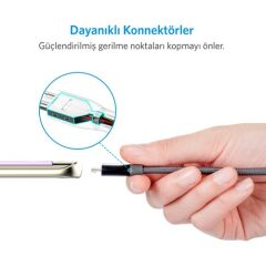Anker Powerline+ Micro USB Örgülü Şarj/Data Kablosu 0.9 Metre - Gri -A8142