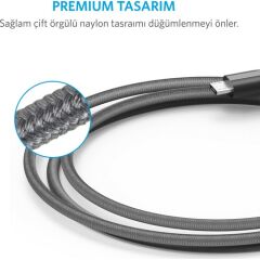 Anker Powerline+ Micro USB Örgülü Şarj/Data Kablosu 0.9 Metre - Gri -A8142