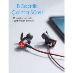 Anker SoundCore Spirit Kablosuz Bluetooth 5.0 Spor Kulaklık - IPX7 Suya Dayanıklılık - 8 Saate Varan Şarj - Siyah Kırmızı