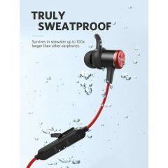 Anker SoundCore Spirit Kablosuz Bluetooth 5.0 Spor Kulaklık - IPX7 Suya Dayanıklılık - 8 Saate Varan Şarj - Siyah Kırmızı