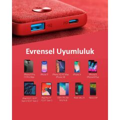 Anker PowerCore III Sense 10000 mAh Taşınabilir Şarj Cihazı - USB-C 18W PD Powerbank - Kırmızı