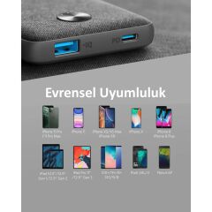 Anker PowerCore III Sense 10000 mAh Taşınabilir Şarj Cihazı - USB-C 18W PD Powerbank - Siyah