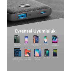Anker PowerCore III Sense 10000 mAh Taşınabilir Şarj Cihazı - USB-C 18W PD Powerbank - Siyah