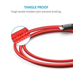 Anker Powerline+ Micro USB Örgülü Şarj/Data Kablosu 1.8 Metre - Kırmızı - A8143