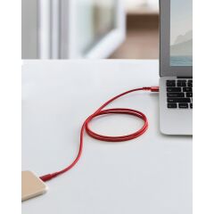 Anker PowerLine Select+ Apple Lightning 0.9m Naylon USB Kablo - Kırmızı - MFI Lisanslı