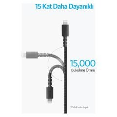 Anker PowerLine Select+ Apple Lightning 0.9m Naylon USB Kablo - Siyah - MFI Lisanslı