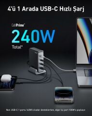 Anker Prime 749 Masaüstü Şarj Cihazı (240W GaN-4 Port) - A2342