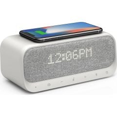 Anker SoundCore Wakey Qi Hızlı Kablosuz Şarjlı Çalar Saat FM Radyo -Stereo Hoparlör - A3300 - Gri