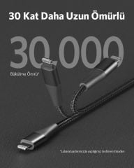 Anker PowerLine+ II USB-C To iPhone Lightning 1.8m Şarj Kablosu Siyah A8653