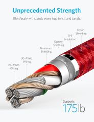 Anker PowerLine+ II Apple Lightning 1.8m Şarj Kablosu - Kırmızı A8453