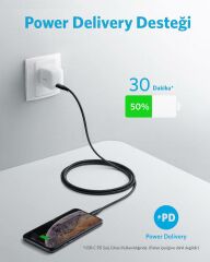 Anker PowerLine+ II USB-C To iPhone Lightning 1.8m Şarj Kablosu Kırmızı A8653