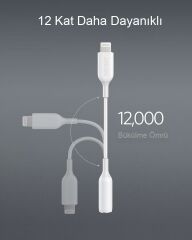 Anker Lightning to 3.5mm Çevirici Adaptör Beyaz - MFI Lisanslı - A8193
