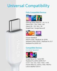 Anker PowerLine III USB-C To USB-C 1.8m Şarj/Data Kablosuz - Beyaz - 60W Güç Destekli - A8853